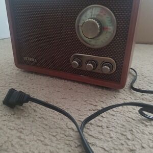 Victrola Vintage Wood Tone Retro Bluetooth Speaker AM FM Radio